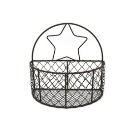 CVHOMEDECO. Wall Mounted Chicken Wire Storage Basket Rustic Hanging Wire Bin Organizer for Kitchen, Pantry, Closets, Bedroom and Bathroom, Rusty, 7-1/2 X 4 X 7-1/8 Inch