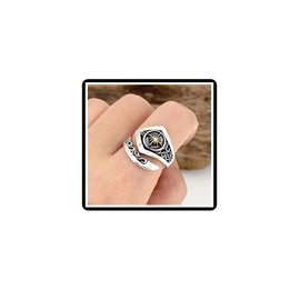 Indian God of Sun Ring Vintage Wide Star Knuckle Ring Punk Carving Flower Finger Joint Adjustable Stainless Steel Jewelry for Women Men