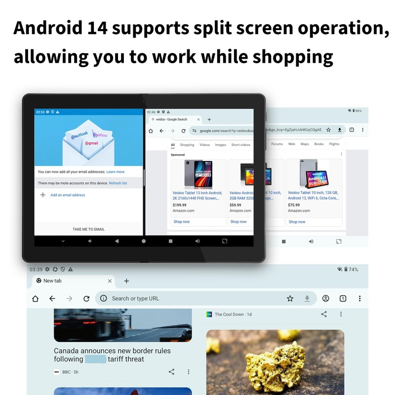 Veidoo 2 in 1 Portable Android Tablet with Keyboard, Mouse