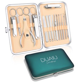Nail Clippers Manicure Set DUAIU 16PCs Professional Nail Clipper Set Stainless Steel Pedicure Kit for Men Women Nail Care Tools Grooming Kit with Travel Case