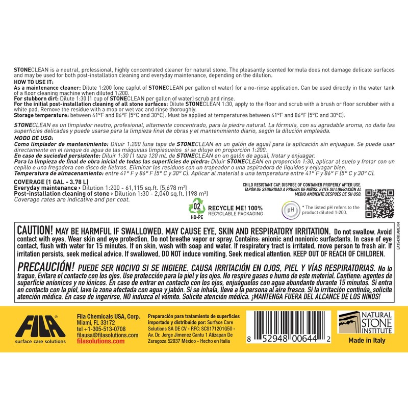 FILA Surface Care solutions STONECLEAN Natural Stone Cleaner, 1 GAL