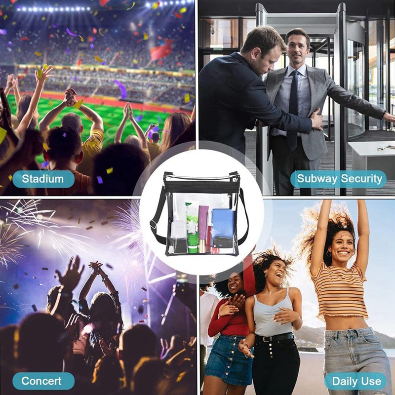 透明バッグ 仕事用 スタジアム承認クリアバッグ 調節可能なショルダーストラップ クリアバッグ ショルダー 軽量 プラスチック 通勤 バッグ