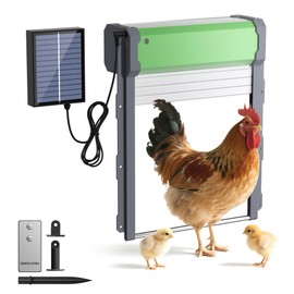 Automatic Chicken Coop Door Solar Powered, with Timer & Light Sensor, Anti-Pinch and Weather Proof, 4 Modes Aluminum Alloy Poultry Door for Chickens, Remote Control