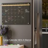 Black Glass Golden Monthly Dry Erase Calendar Whiteboard for Wall,