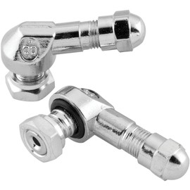 BikeMaster Angled Aluminum Valve Stems 2 pc., Chrome