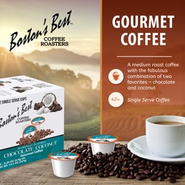 Boston’s Best - Chocolate Coconut Flavored Dessert Gourmet Coffee Compatible with Keurig Coffee Maker, 1 Count (42 Single Serve Medium Roast Cups)