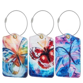 Fishent Luggage Tag, 3 Pack Travel Cruise Luggage Tags for Suitcases, Cute Suitcase Tags Identifiers Bag Tags with Privacy Flap, Baggage Name Tag for Women Men Luggage Backpack Handbag School Bag