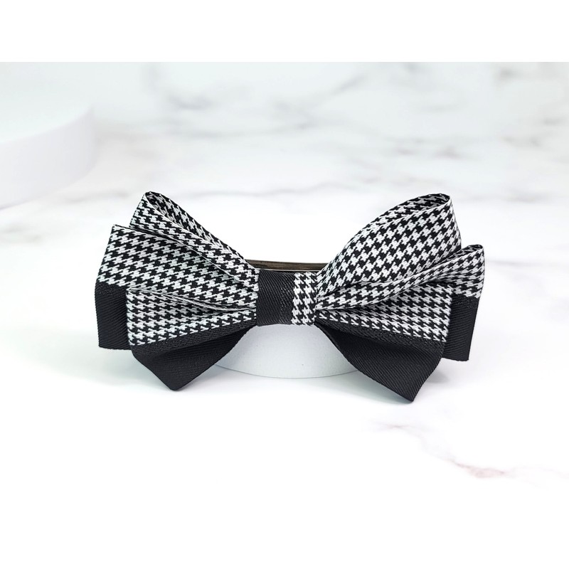 Burnaby houndstooth check ribbon hairpin / 버나비 하운즈투스 체크 리본