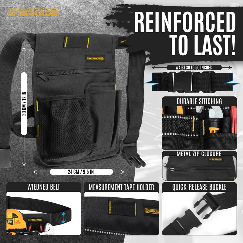 Workade Magnetic Tool Belt | 6-Pocket Single Side Work Apron
