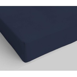 Italian Bed Linen Elegant Fitted Sheet Angled 35 cm, Microfibre, Dark Blue, Single