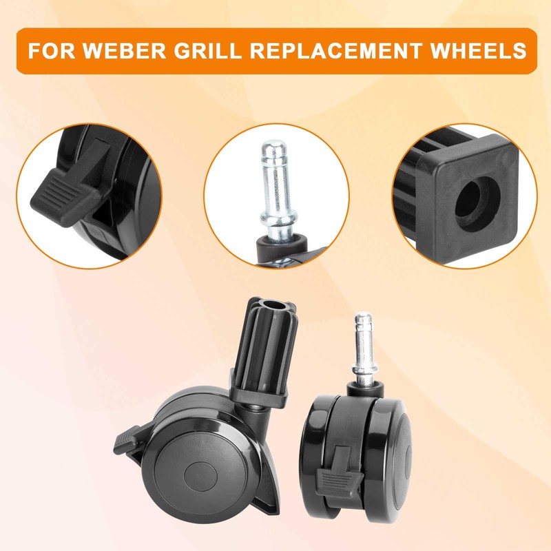 4 Pack 70360 Locking Caster with Insert for Weber Spirit