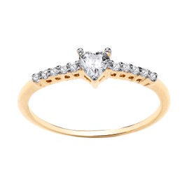 Old English Jewellers 9ct Yellow Gold on Silver CZ Heart Solitaire Engagement Ring size J - U (K)