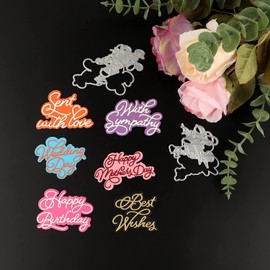 8 Pieces Alphabets Dies for Card Making DIY Scrapbooking Happy Mothers Day,Happy Fathers Day,Happy Anniversary,Happy Birthday,Best Wishes Metal Cutting Dies for Paper Crafting Arts Crafts Die Cuts
