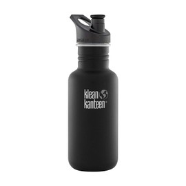 Klean Kanteen Classic Stainless Steel Single Wall Non-Insulated Water Bottle with Sport Cap, 18-Ounce, Shale Black