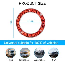 KHGUZ Bling Car Engine Start Stop Ring, Crystal Rhinestone Vehicle Push Start Button Sticker, Sparkling Key Ignition Knob Ring Decoration Decal, Universal Automotive Interior Accessories (Red)