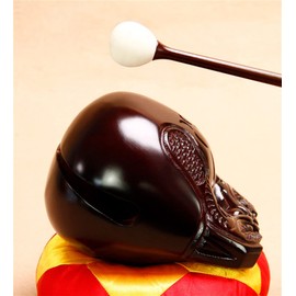 UXOWOXU Chinese Buddhism Temple Wooden Drum Block Musical Instrument with Mallet Solid Hardwood Percussion Rhythm Blocks