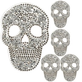 Pack of 5 Rhinestone Skull Patches for Iron-On Patches, Iron-On Stickers, Iron-On Patches, Appliques for Sewing on Clothes, Children, Adults, DIY Crafts
