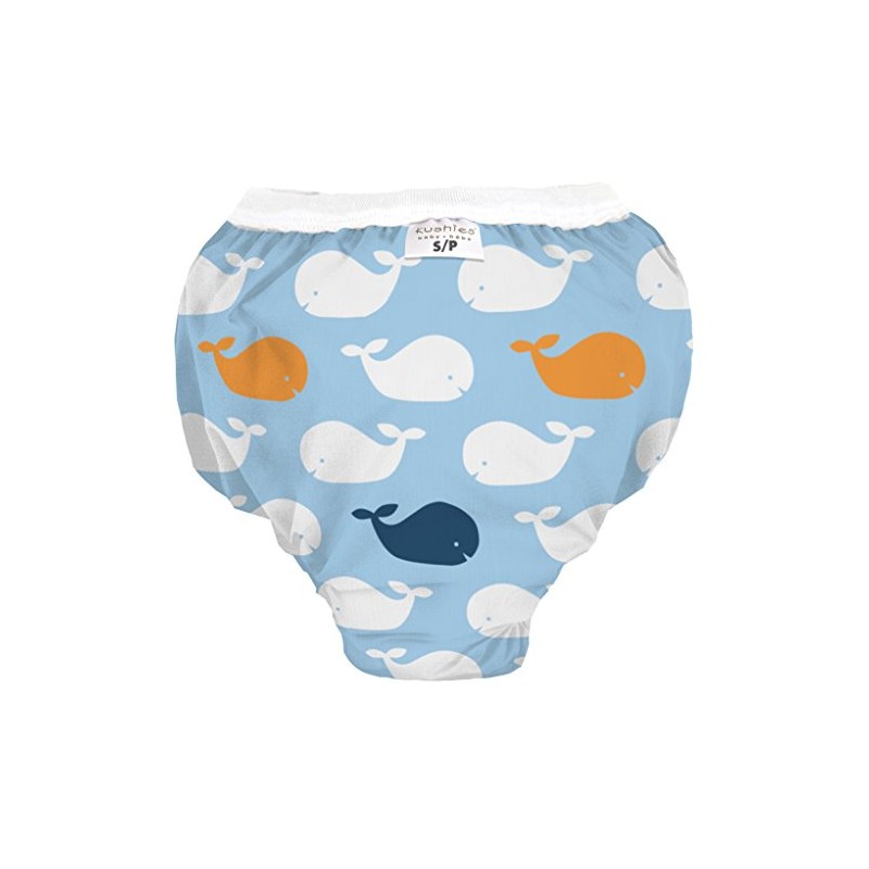 Kushies Baby Waterproof Training Pant (33-38 Pounds), Blue Whales, Large