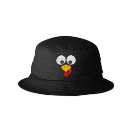 Go All Out One Size Black Bucket Turkey Face Thanksgiving Embroidered Cap Dad Hat