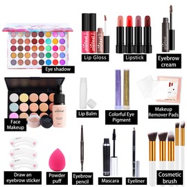 BrilliantDay Multi-Purpose Makeup Set, All-in-One Makeup Gift Set, Cosmetic Palette, Starter Kit, Lip Gloss, Blush Brush, Eyeshadow Palette, Highly Pigmented for Women, Girls #1