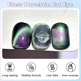 KRISNICE 0.5 OZ Cat Eye Gel Polish with Magnet 15ML Holographic Glitter Shimmer Translucent Jelly Color Magnetic Nail Polish Salon DIY at Home (Colorful Auroras Cat Magnetic Gel-MY022)