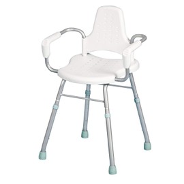 Prima Modular Perching Shower Stool with Arms and Back, Steel