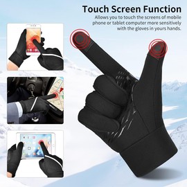 Winter Gloves Warm Anti Slip Touchscreen Gloves Windproof and Water Resistant Running Gloves Thermal Gloves Cold Weather Cycling Gloves for Men Women Walking Riding Driving Cycling (Black, M)