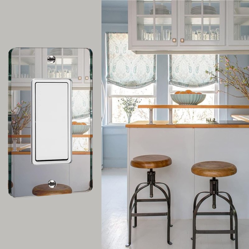 Silver Mirrored Acrylic Wall Plate Switch Light Cover Durable Decorative