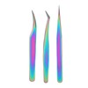 3PCS Eyelash Tweezers Stainless Steel Lash Tweezers Set False Eyelash