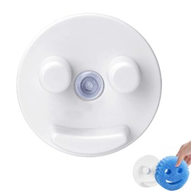 Scrub Sponge Holder Funny Smiley Face Sponge Storage Holder Suction Cup Scrub Holder for Sink Round Sponges to Keep Kitchen Organization
