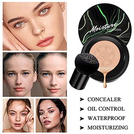 Hilareco- piezas de cojín de aire con forma de hongo para base de maquillaje CC Cream Nature, brocha para base de maquillaje, brocha para polvos, hidratante
