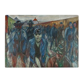 Kitchen Chopping Board Glass - Edvard Munch Workers on Their Way Home - Textured Worktop Saver Cutting Board - Heat Resistant, Shatterproof and Hygenic - 28.5 x 20 cm