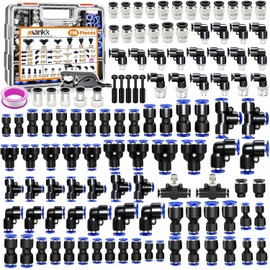 mankk 116PCS Quick Connect Air Hose Fittings Kit 35 Sizes 1/8" 1/4" 5/16” 3/8" 1/2",4/6/8/10mm Push to Connect Fittings Air Line Fittings Quick Release Pneumatic Kit