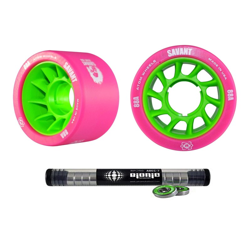Atom Savant Skate Wheels with Bionic Bearings 8mm Full Set