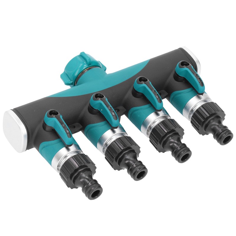 4 Way Hose Splitter Metal Valve Water Distribution Controller Connector