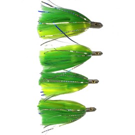 4 Pack Green and Yellow Ilander Style Saltwater Fishing Lures