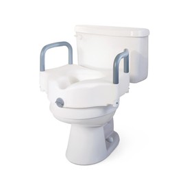 Medline 5" Raised Locking Toilet Seat, With Arms, 400 lb. Weight Capacity