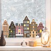 Wandtattoo Loft Window Stickers Christmas Amsterdam House Row - Reusable