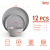 Sweese Dinnerware Sets,12 Pieces Porcelain Round Plates and Bowls Sets,