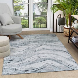 GLORY RUGS Abstract Area Rug Modern Contemporary Faded Soft for Living Room Dining Room Bedroom Home and Office (108GreyNavy, 8x10)