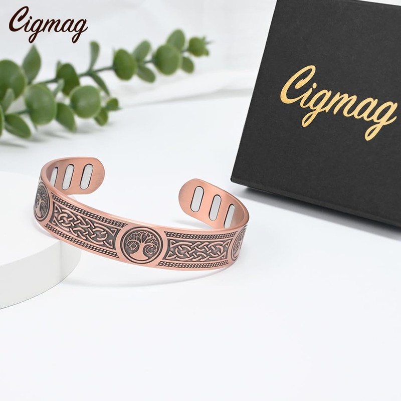 Cigmag Copper Magnetic Bracelet for Men, with Powerful 9X 5000