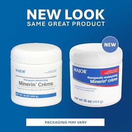 MAJOR Minerin Créme hidratante terapéutico, crema hidratante corporal para piel seca, sin fragancia, 16 onzas (paquete de 2)
