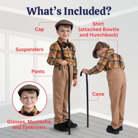Dress Up America Old Man Costume for Kids – Grandpa Outfit for Boys, 100th Day of School Dress Up Set