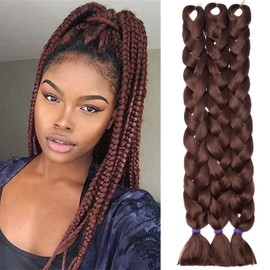 Tess 41 Inch Braids, Synthetic Hair, Crochet Jumbo Braids, Synthetic Braiding Hair, 3 Pieces, 165 g Bundle, 100 cm Extensions, Chestnut Brown