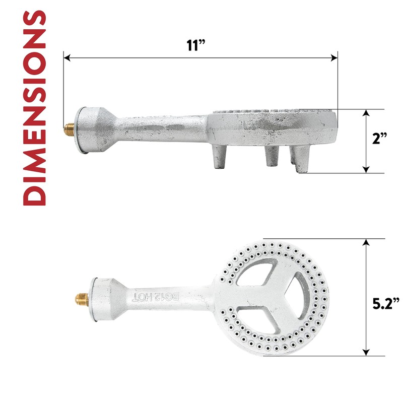 GasOne High Pressure Cast-Iron Burner Head with Brass Fitting Orifice
