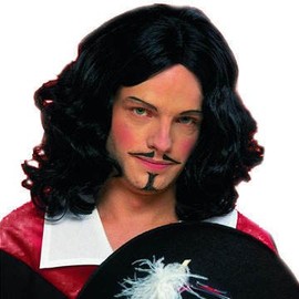 Perücke Musketier, schwarz