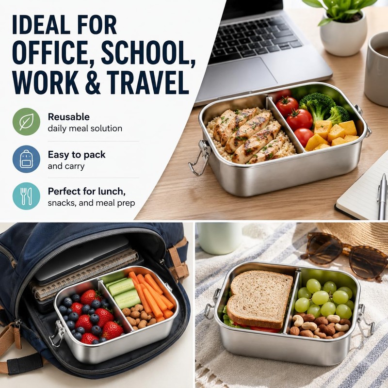 Stainless Steel Bento Box 29oz (850ml) - 2 Pack Leak