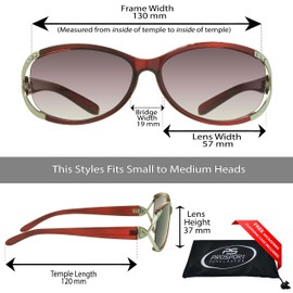 proSPORT Reading Sun Glasses +2.50 Tinted Smoke Lens Red frame with Silver with Rhinestones for Women
