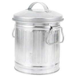 BESPORTBLE Galvanized Trash Can Mini Desktop Wastebasket with Lid and Handle Metal Table Flowerpot Countertop Trash Can Garbage Bin Rubbish Bucket Pencil Holder Pen Cup Makeup Brush Holder B