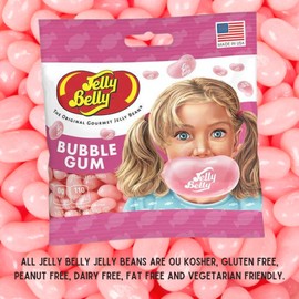 Jelly Bean Pink Bubble Gum Flavored Jelly Beans, Shareable Bite Size Chewy Candies, Gourmet Candy Party Favors or Christmas Stocking Stuffers, Pack of 3